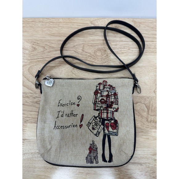 Brighton Scottie Dog Sparkle Canvas Crossbody Purse Hearts #19 - Picture 1 of 8